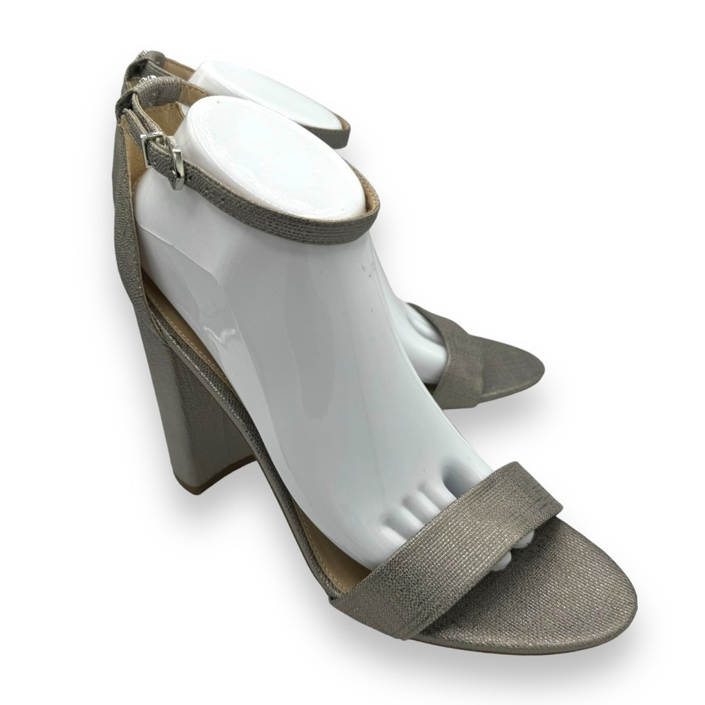 4 for $40 SALE! Sam Edelman Yaro Block Heel Sandals Silver Textured Size 10M
